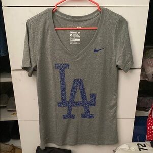 Nike Gray and Blue Fitted Short Sleeve Tee